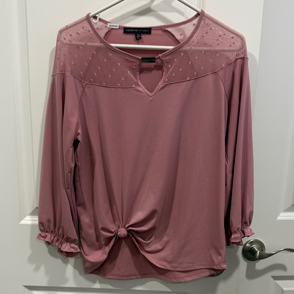 Adrienne Vittadini Mauve Blouse with Knot Detail